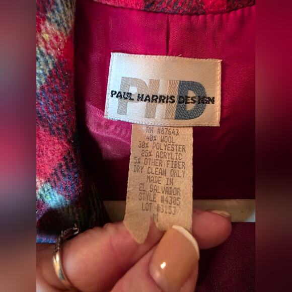 Vtg Womens Wool Plaid Zip Up Jacket Size M Preppy Dark Academia Paul Harris - Picture 4 of 9